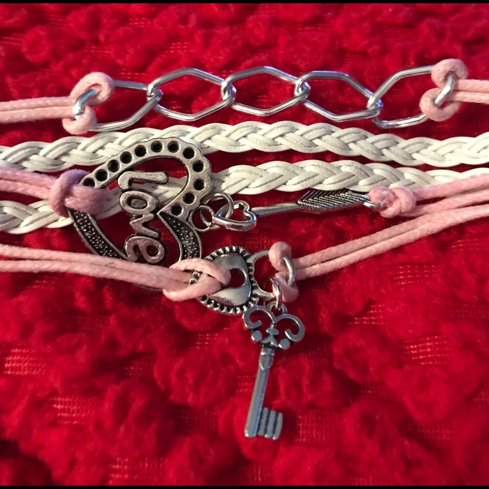 Pink key to my heart bracelet